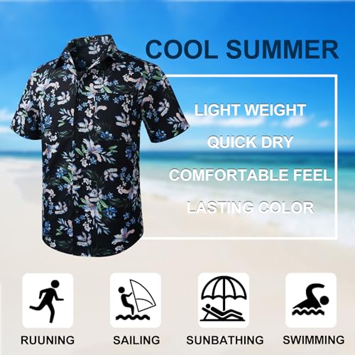 Men's Short Sleeve Floral Button Down Tropical Shirt I962