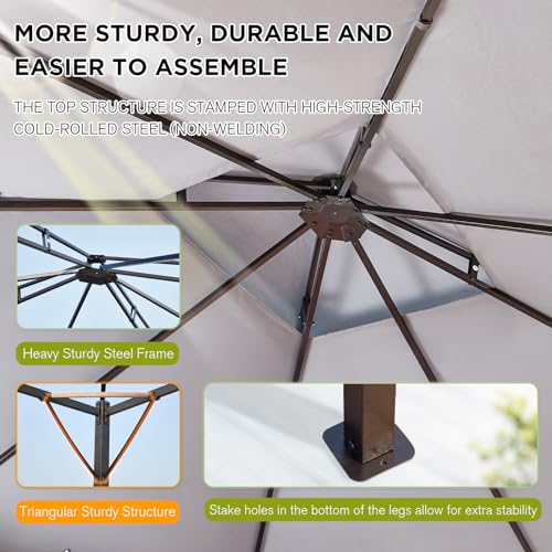 10x12 Gazebo with Mosquito Netting, Metal Frame, Dual Air Roof Q30447