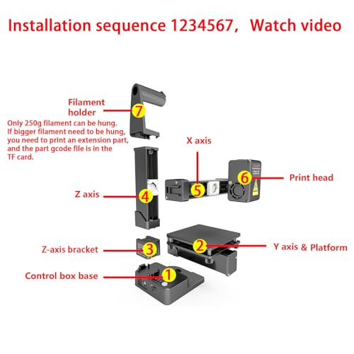 Mini 3D Printer, FDM, Auto Leveling, 230℃ High Temp All Metal Hotend, 4 x 4 x 4in H8140