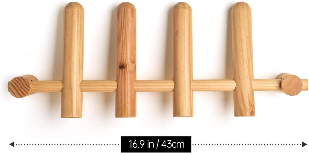 Wooden Wall Mounted Coat Rack with 4 Pegs M1398