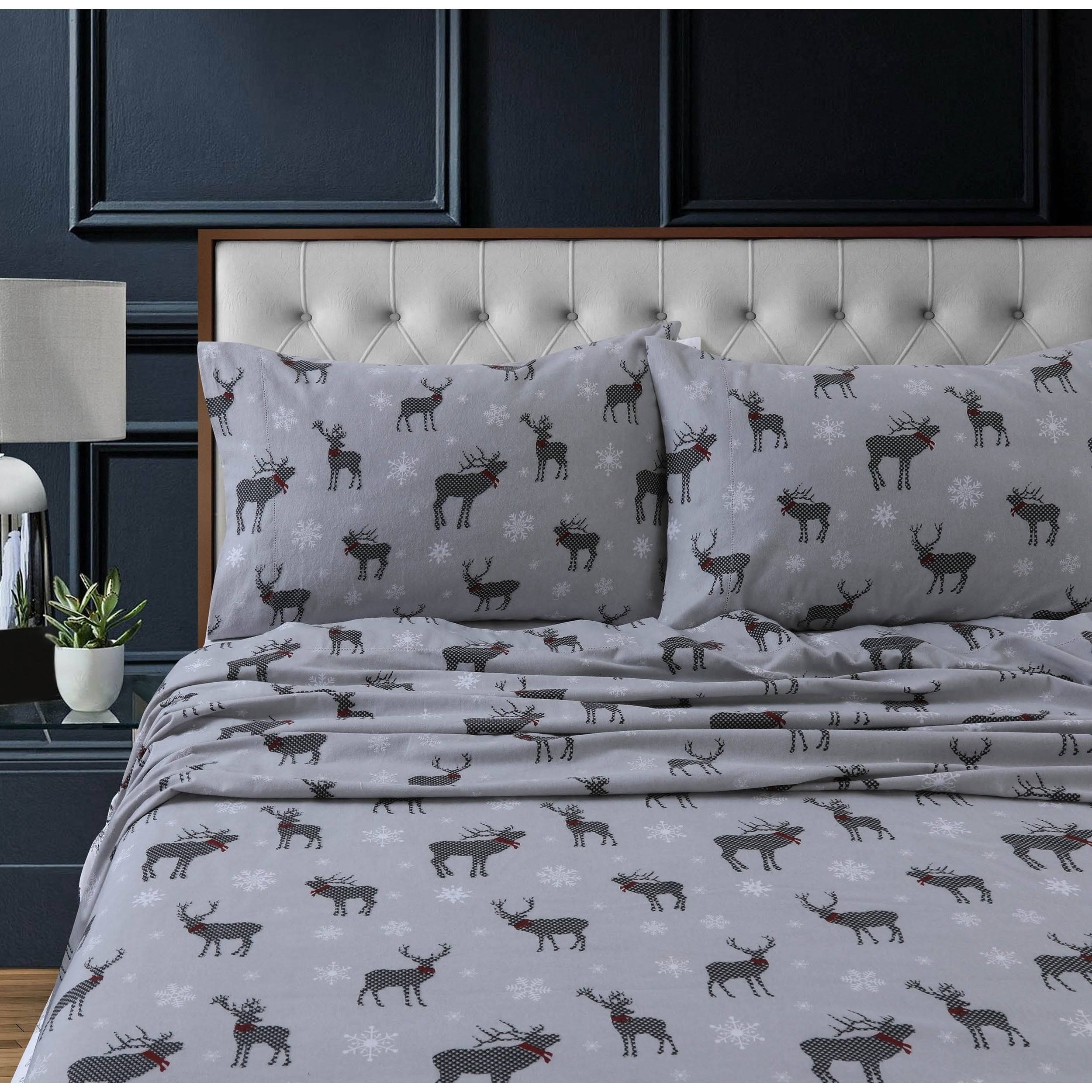 Heavyweight Cotton Flannel Printed Extra Deep Pocket Sheet Set - Twin XL D690579