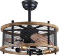 20-inch Industrial Caged Ceiling Fan with Lights Remote Control Y639