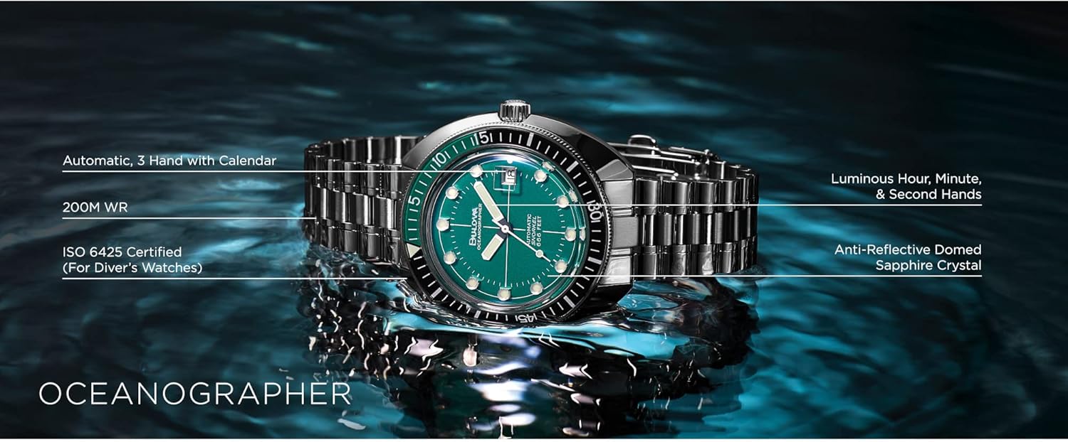 Men's Oceanographer Stainless Steel Automatic Watch, Green Dial L11171