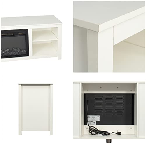 White 4 Cubby Electric Fireplace TV Stand Y7847