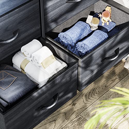 10 Drawer Fabric Storage Dresser with Steel Frame and Wooden Top U493