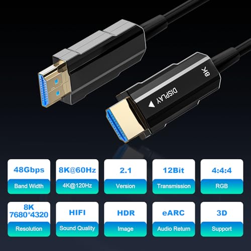 8K Fiber Optic HDMI Cable 50ft G419