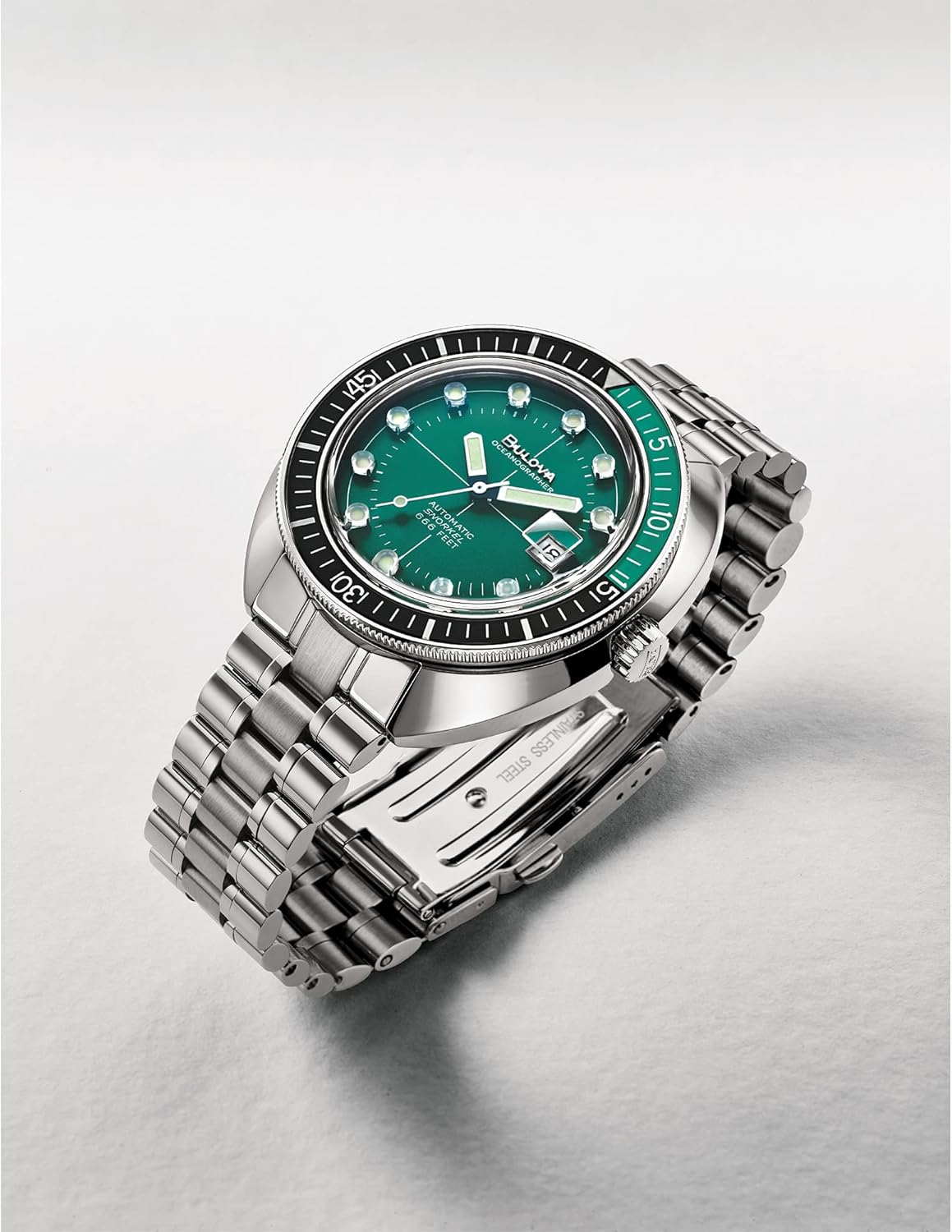 Men's Oceanographer Stainless Steel Automatic Watch, Green Dial L11171