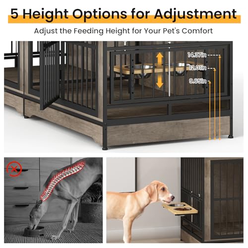 Rustic Brown Double Dog Crate Furniture with Divider E43916