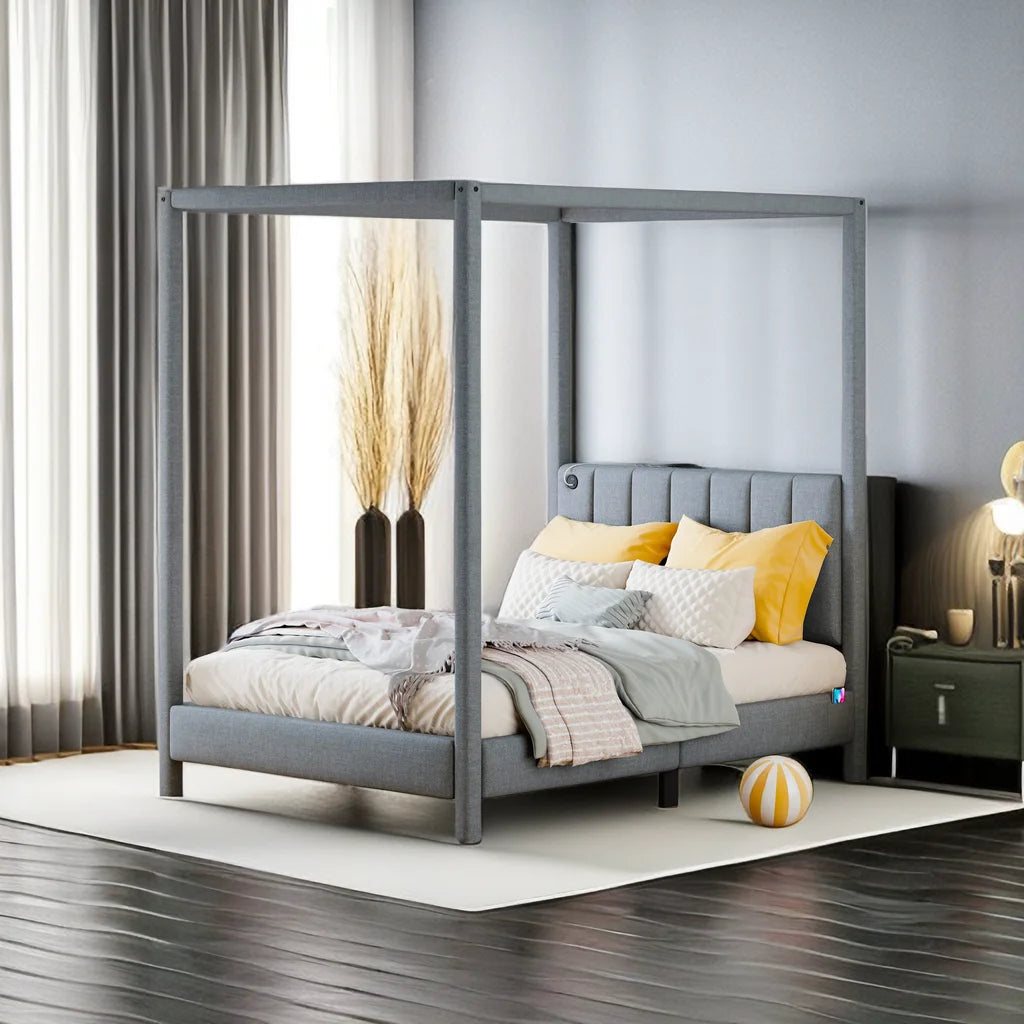 Full Size Canopy Platform Bed with Headboard Q212752
