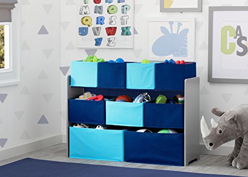 Grey/Blue Kids Wood Table and Chair Set with Toy Organizer A60108