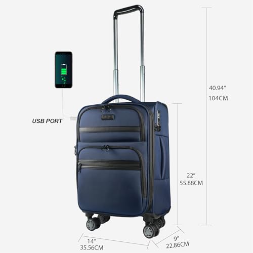 Black Softside Expandable Carry On Luggage with Spinner Wheels & TSA Lock, USB Port, 20-Inch I28952