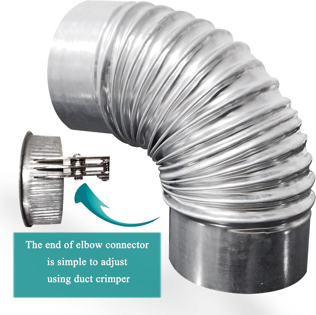 90 Degree Metal Elbow Connector, 4", Silver Y59365