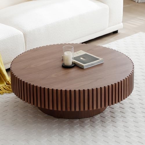 Walnut Round Solid Wood Coffee Table B372