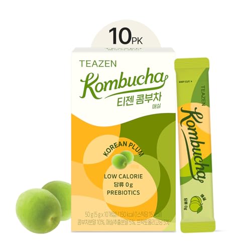 Zero Sugar Sparkling Kombucha Tea Powdered Mix Beverage, 10 Sticks, 1.76oz (Berry) T493212