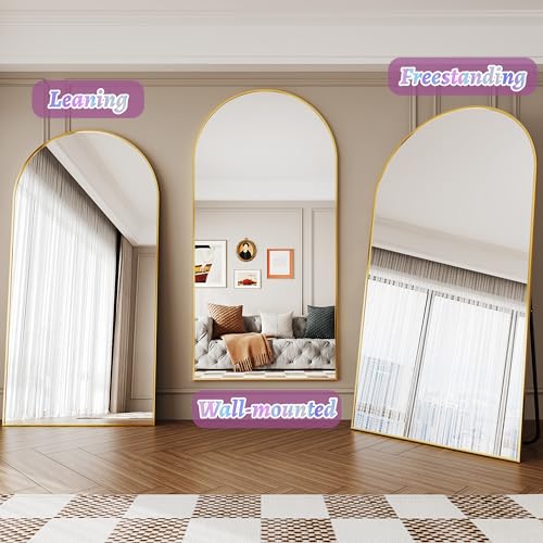 76"x34" Black Arched Floor Mirror V501