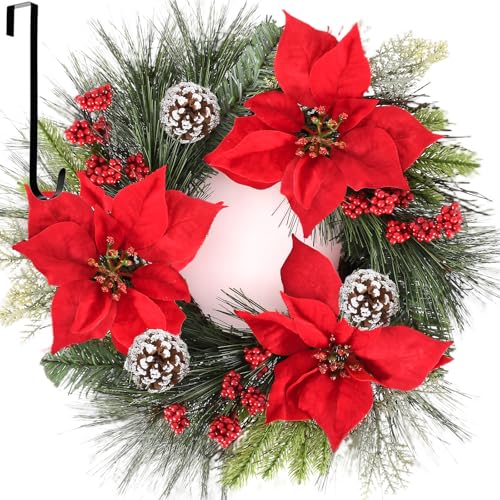 24 Inch Green Christmas Wreath with Red Bow X782