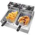 12L 5000W Electric Countertop Deep Fryer Dual Tank Stainless Steel F53276