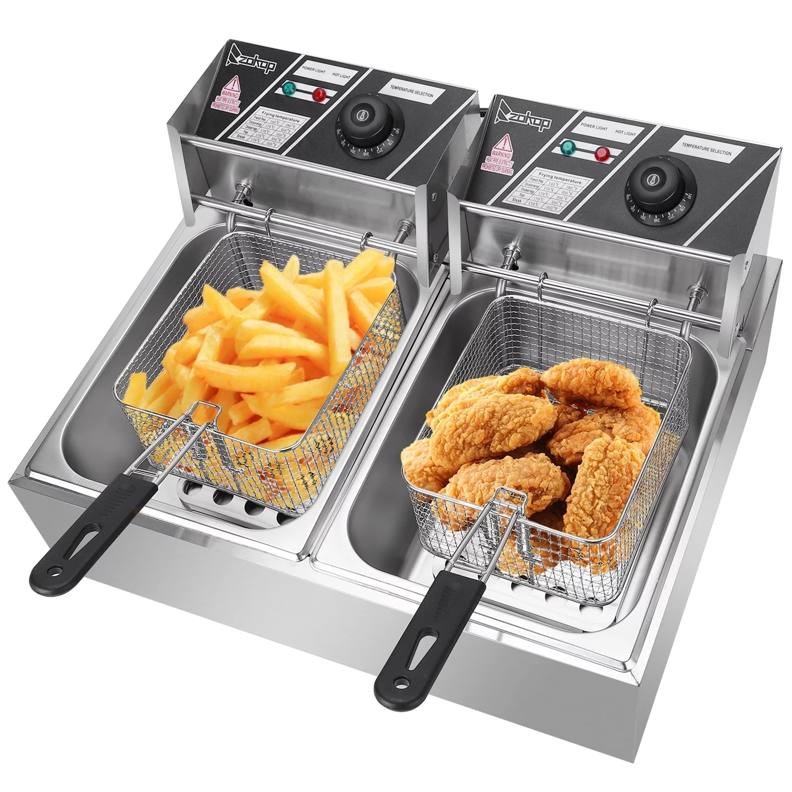 12L 5000W Electric Countertop Deep Fryer Dual Tank Stainless Steel F53276