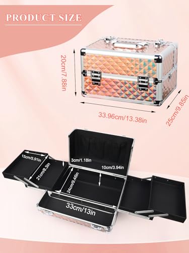 Black Portable Makeup Train Case with Lock and Shoulder Strap W223014