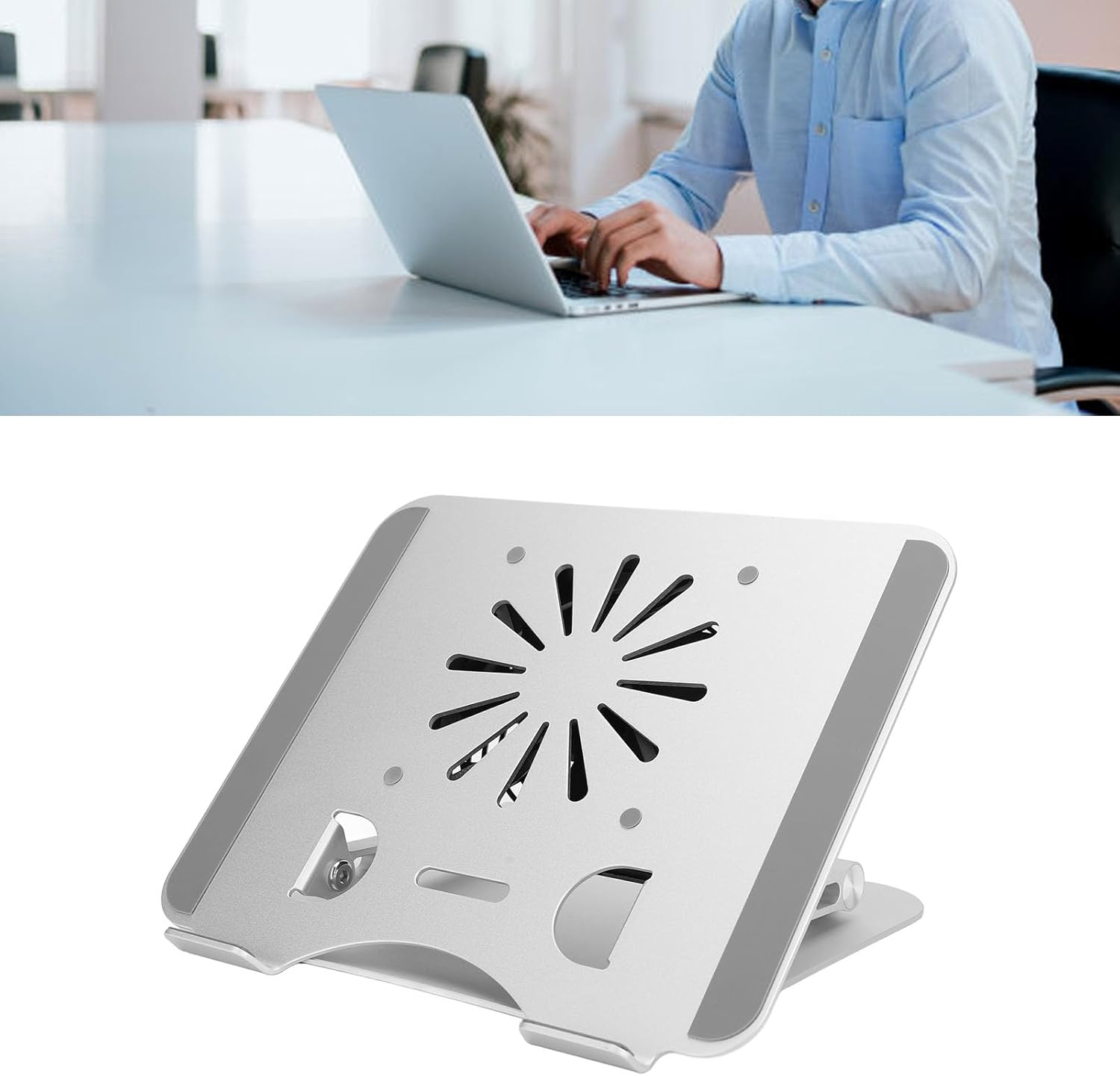 Elevatable Foldable Aluminum Alloy Laptop Cooling Pad with USB Fan P50391