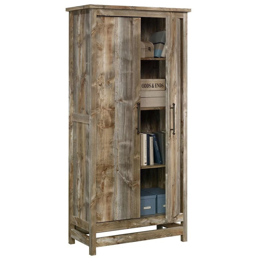 Modern Engineered Wood Storage Cabinet in Rustic Cedar/Brown A919808