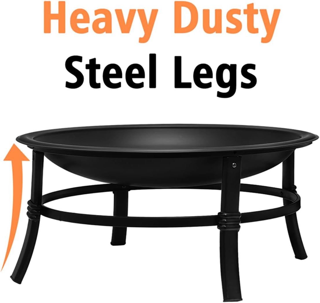 26 inch Wood Burning Fire Pit Bowl with Spark Screen S628690