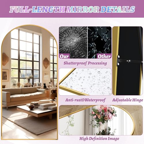 76"x34" Black Arched Floor Mirror V501