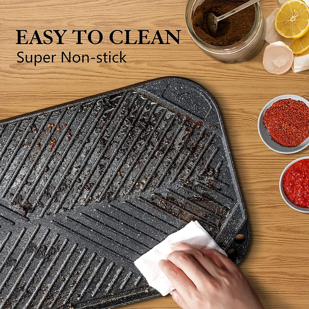 Nonstick Reversible Grill Griddle Pan, 19.5" x 10.7" H658
