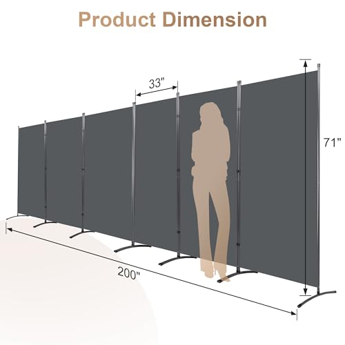 Black 6 Panel Folding Room Divider F3062
