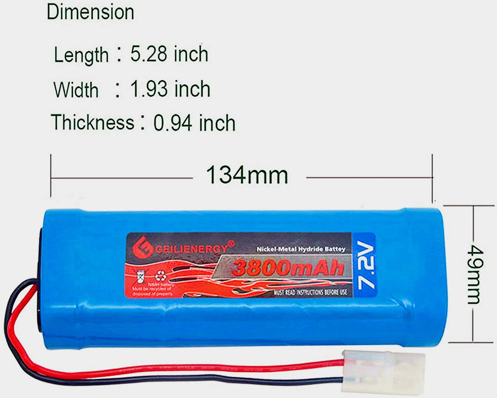 7.2V 3800mAh NiMH RC Battery with Tamiya Connector (1 Pack) D359