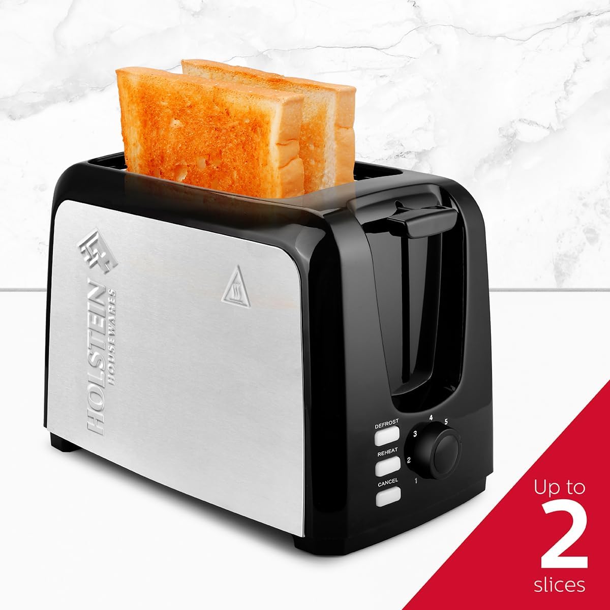Black 2-Slice Toaster with 7 Browning Control Settings V6598