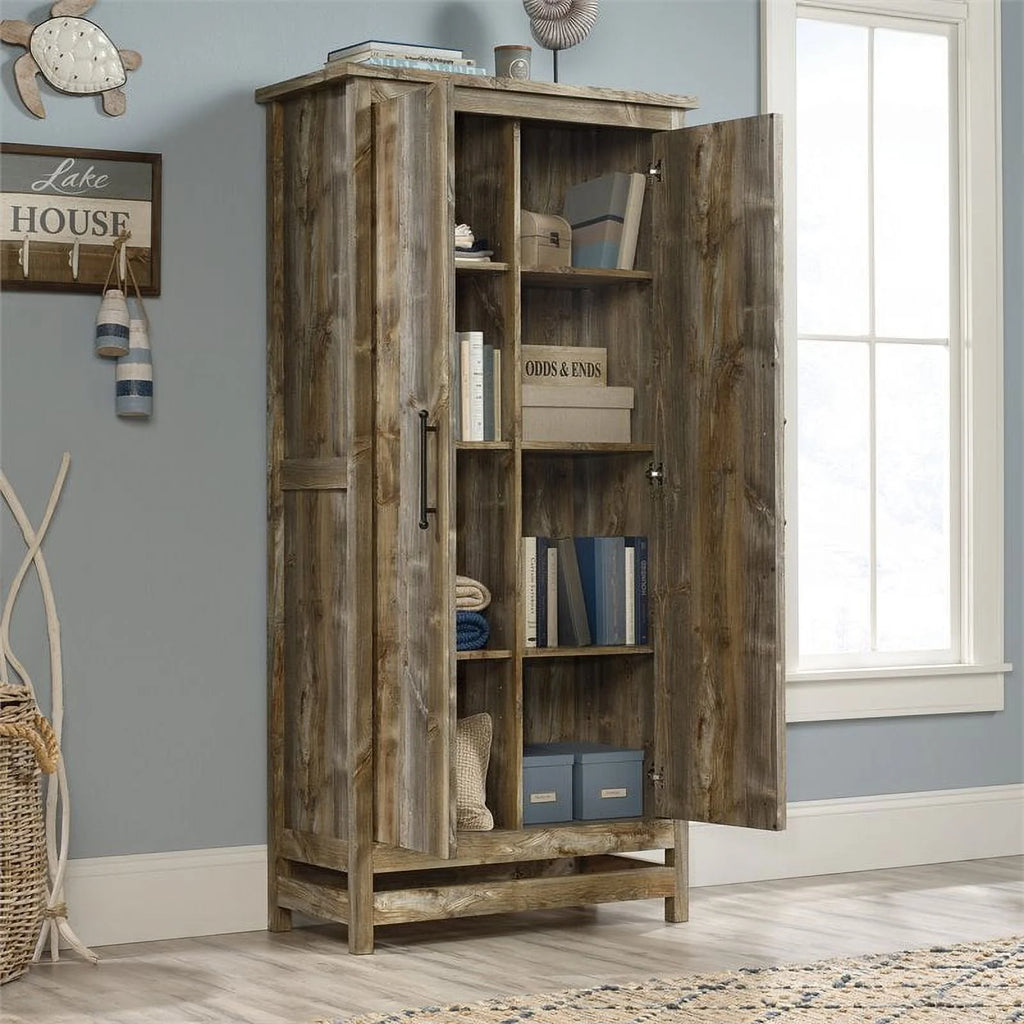 Modern Engineered Wood Storage Cabinet in Rustic Cedar/Brown A919808