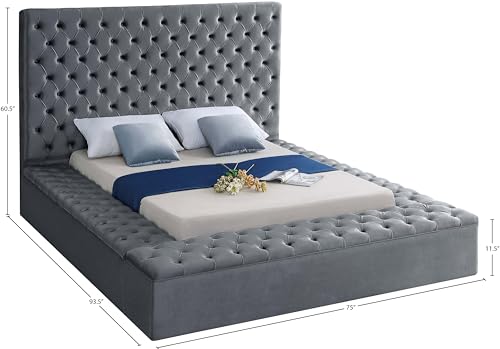 Black Velvet Upholstered Queen Bed with Storage I66091