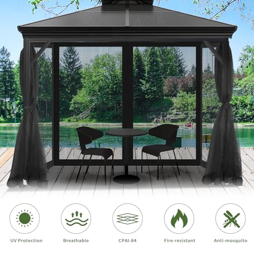 10' x 10' 4-Panel Sidewall Mosquito Netting with Zippers (Black) R8846