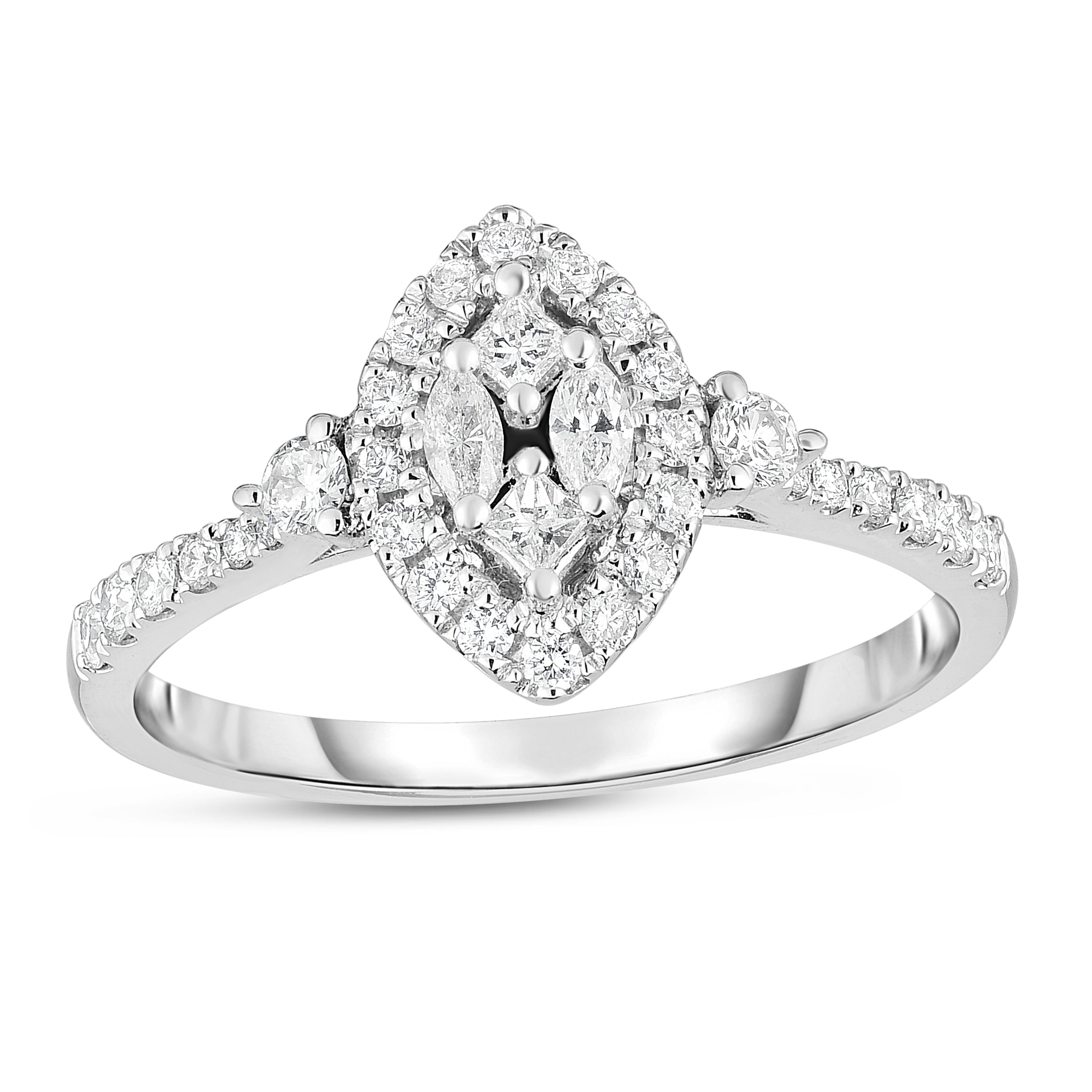 1/4 CT. T.W. Composite Diamond Marquise Frame Promise Ring in 14K White Gold D845224