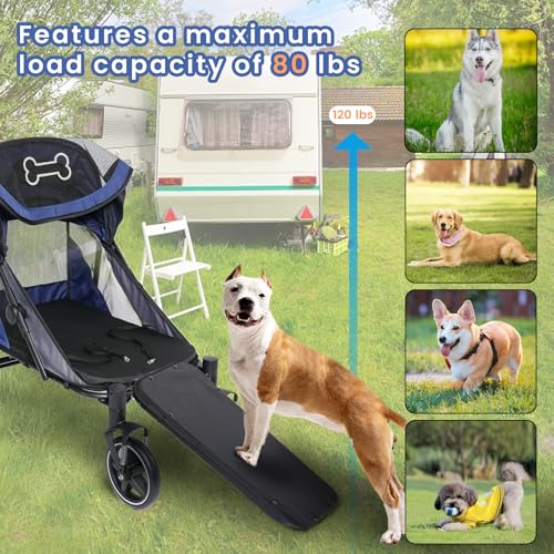 Navy Blue Pet Stroller with Access Ramp D821