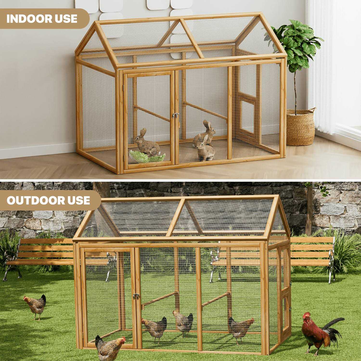 Large Outdoor Chicken Coop with Roosting Rods Z603163