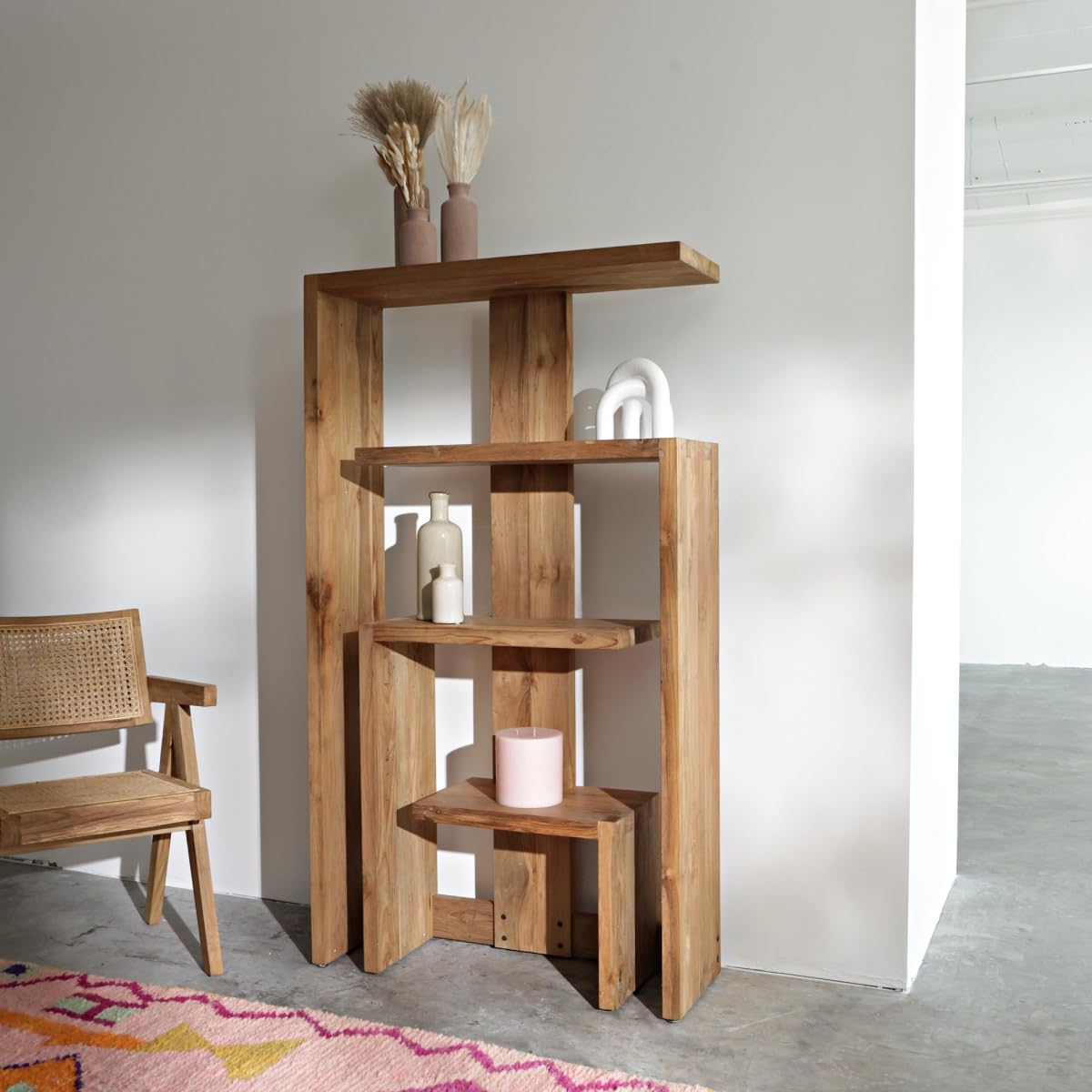Solid Teakwood Bookshelf 35.4" W x 11.8" D x 63" H P345