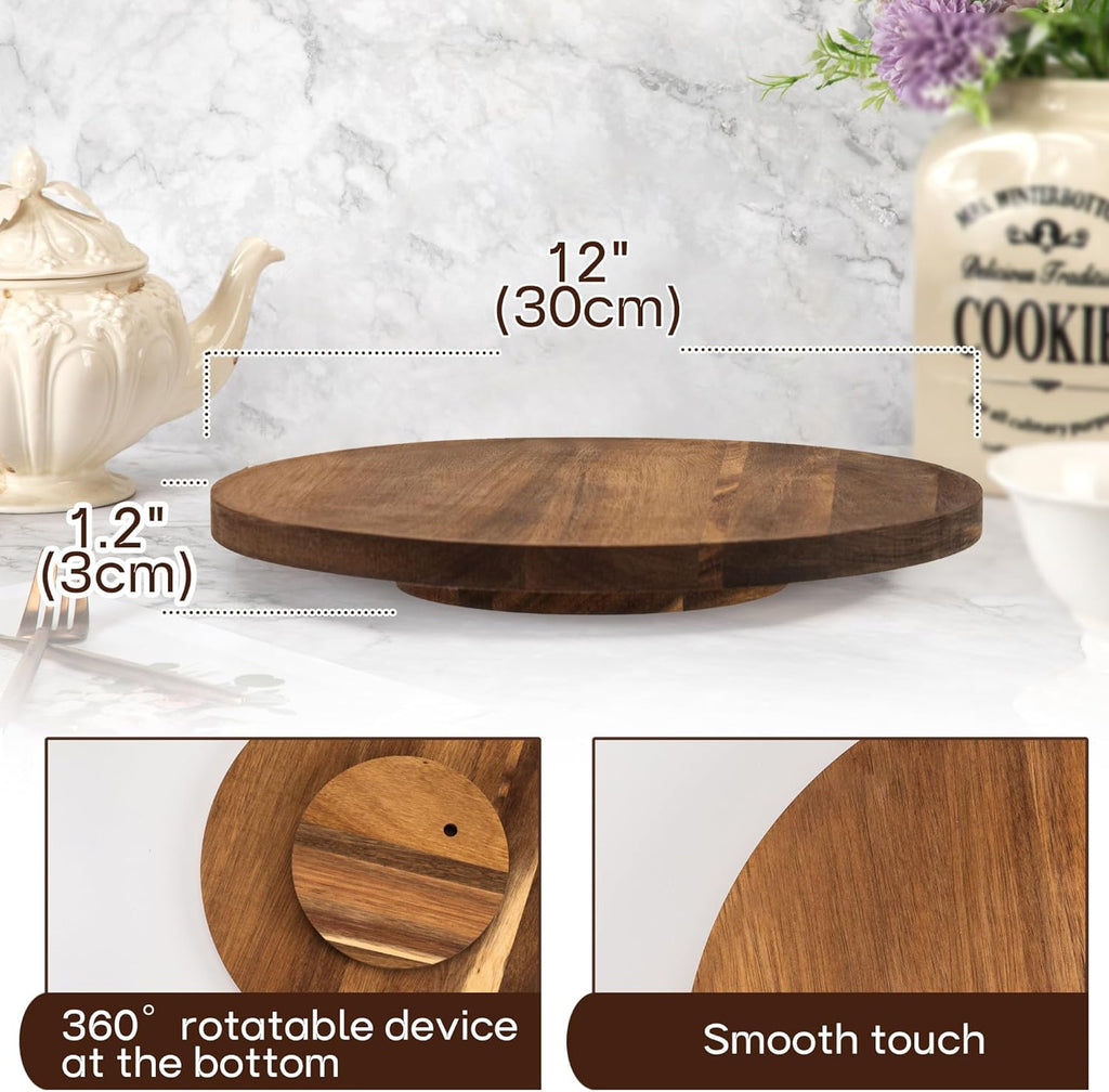 Acacia Wood 360° Turnable Cake Stand W4658