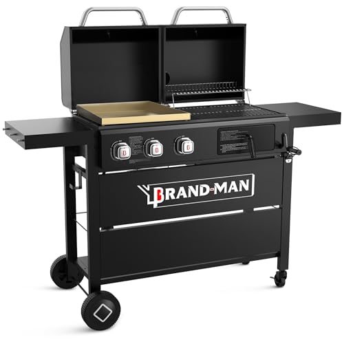 6-Burner Propane Gas Grill and Griddle with Double Stainless Steel Lids O6501