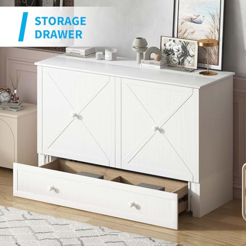 Queen Size Murphy Bed with Tri-Folding Mattress and Drawers H52517