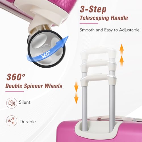 White 3 Piece Hard Shell Luggage Set with Spinner Wheels and TSA Lock B110