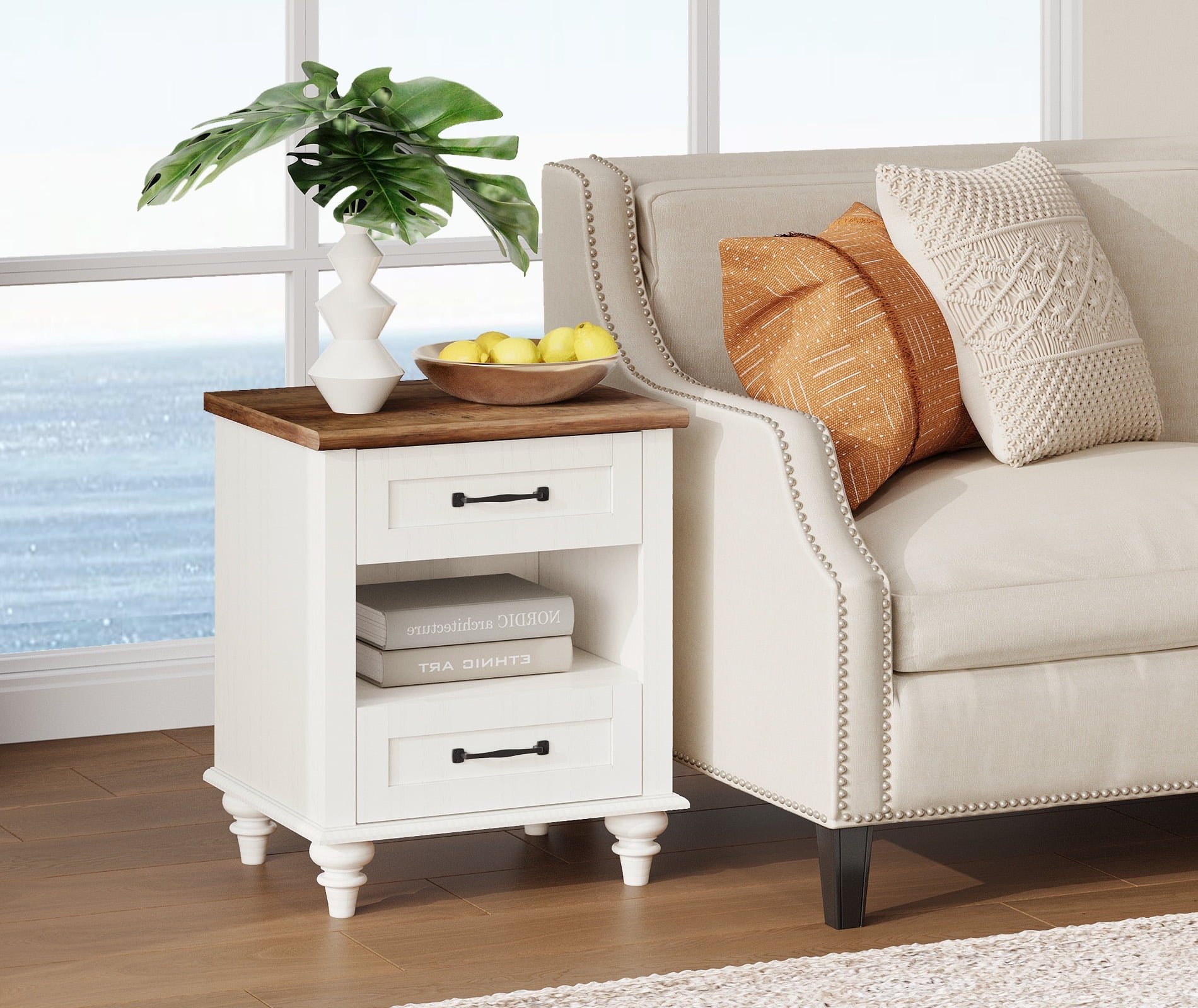 White Set of 2 Wooden Nightstand with 2 Drawers C509283