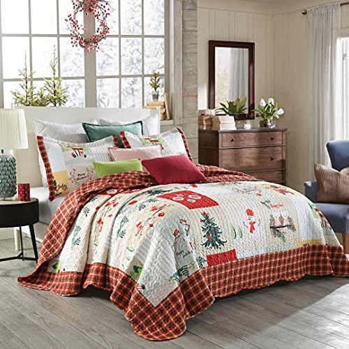 White Queen Christmas Quilt Bedspread Set T203285