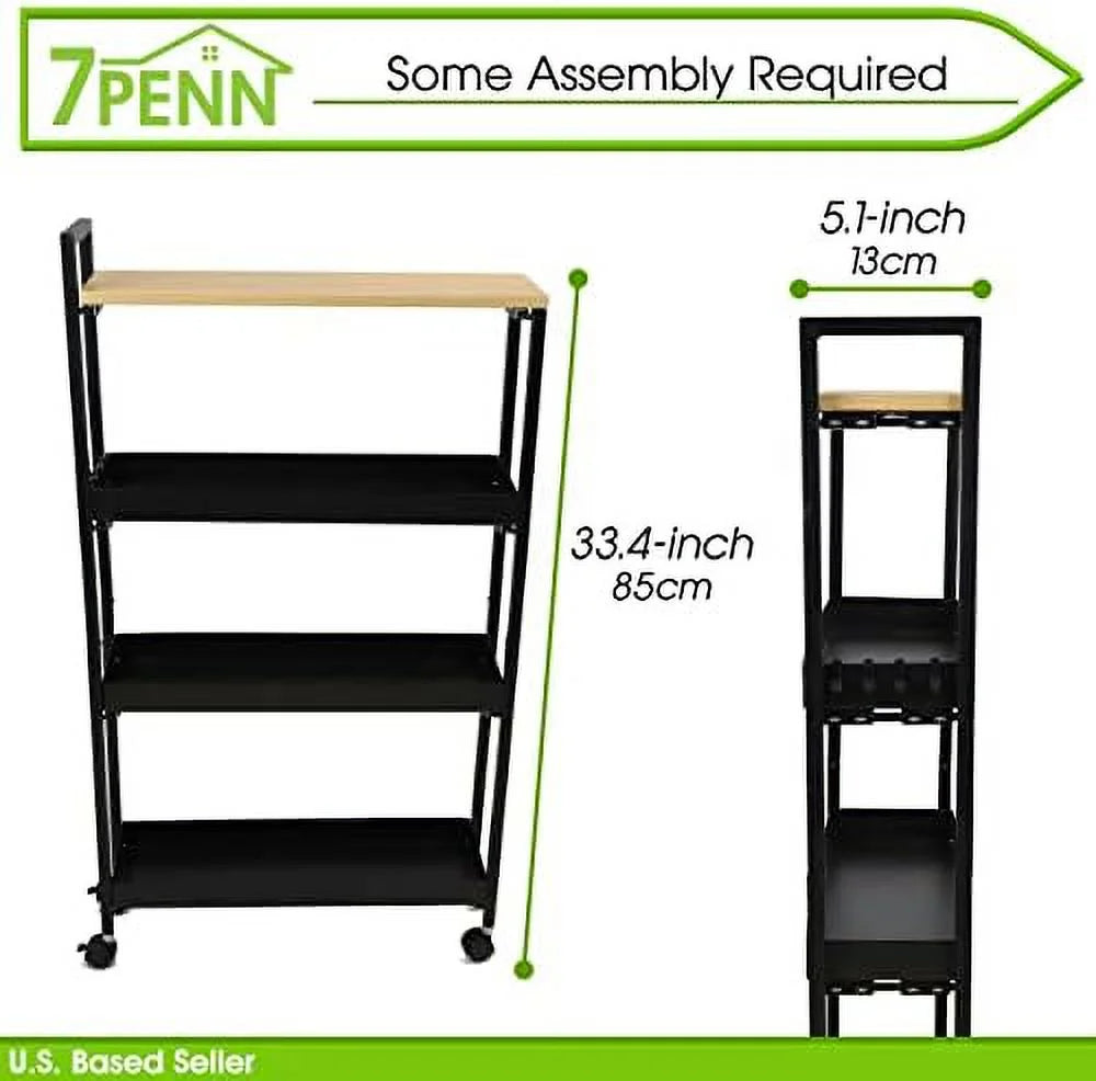 Slim 4 Tier Narrow Storage Cart With Wheels C770