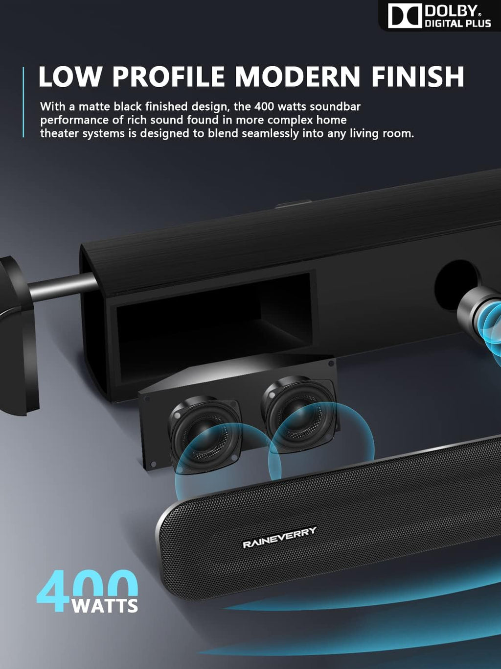 5.1 CH Surround Sound Bar with Dolby Audio, Wireless Subwoofer & Rear Speaker, Bluetooth 5.3 I403660