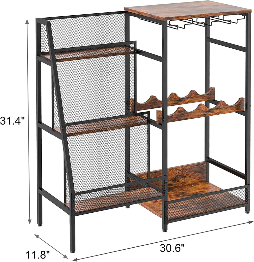 Rustic Brown 3-Tier Floor Liquor Cabinet H233049