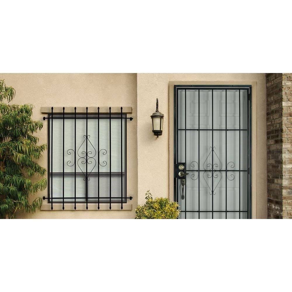 36 in. x 80 in. Black Surface Mount Outswing Steel Security Door with Expanded Metal Screen W878