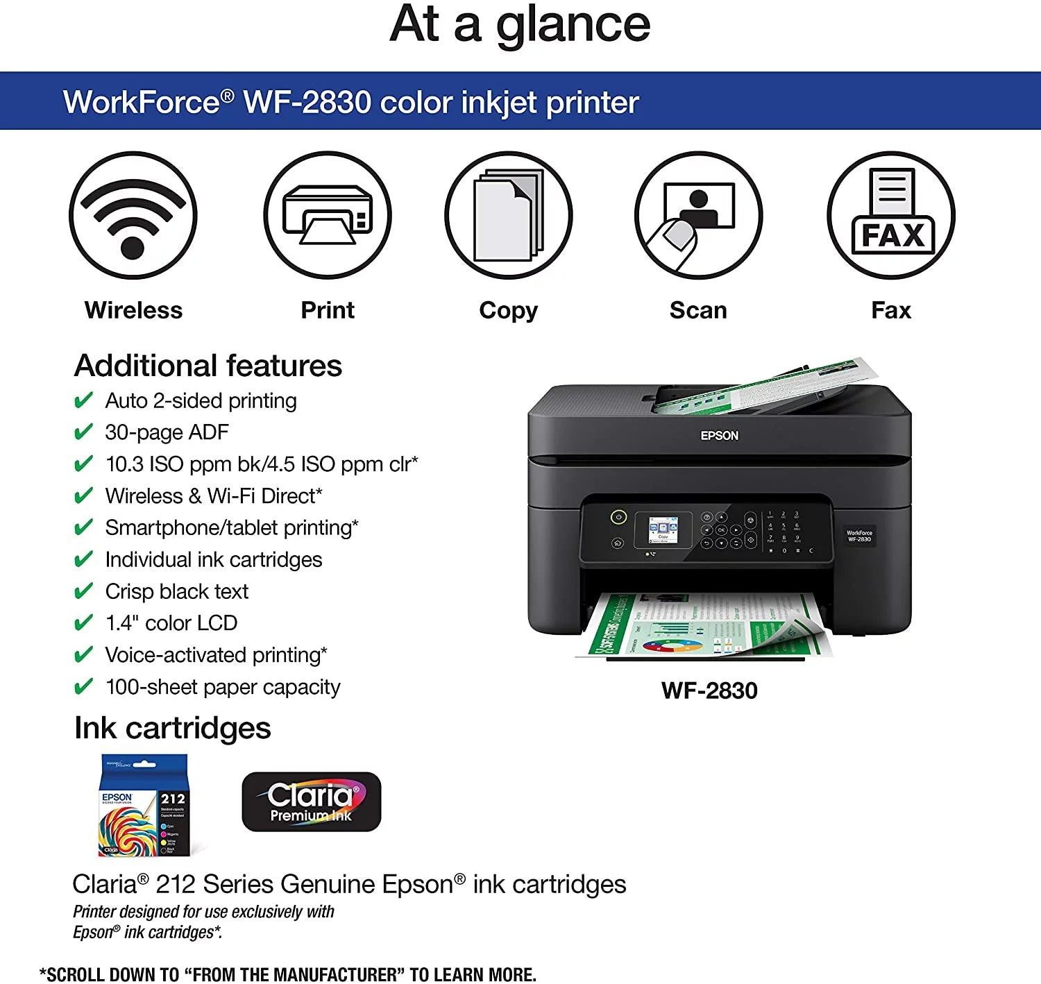 Wireless Color All-in-One Printer with Scanner, Copier and Fax Y703