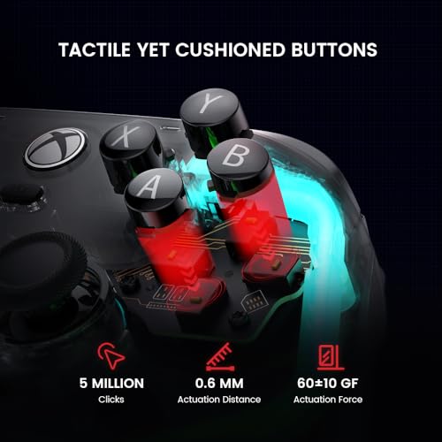 Wired Controller for Xbox Series X|S, Xbox One, Windows, Steam, Transparent Gaming Gamepad with Hall Effect Joysticks Z10940